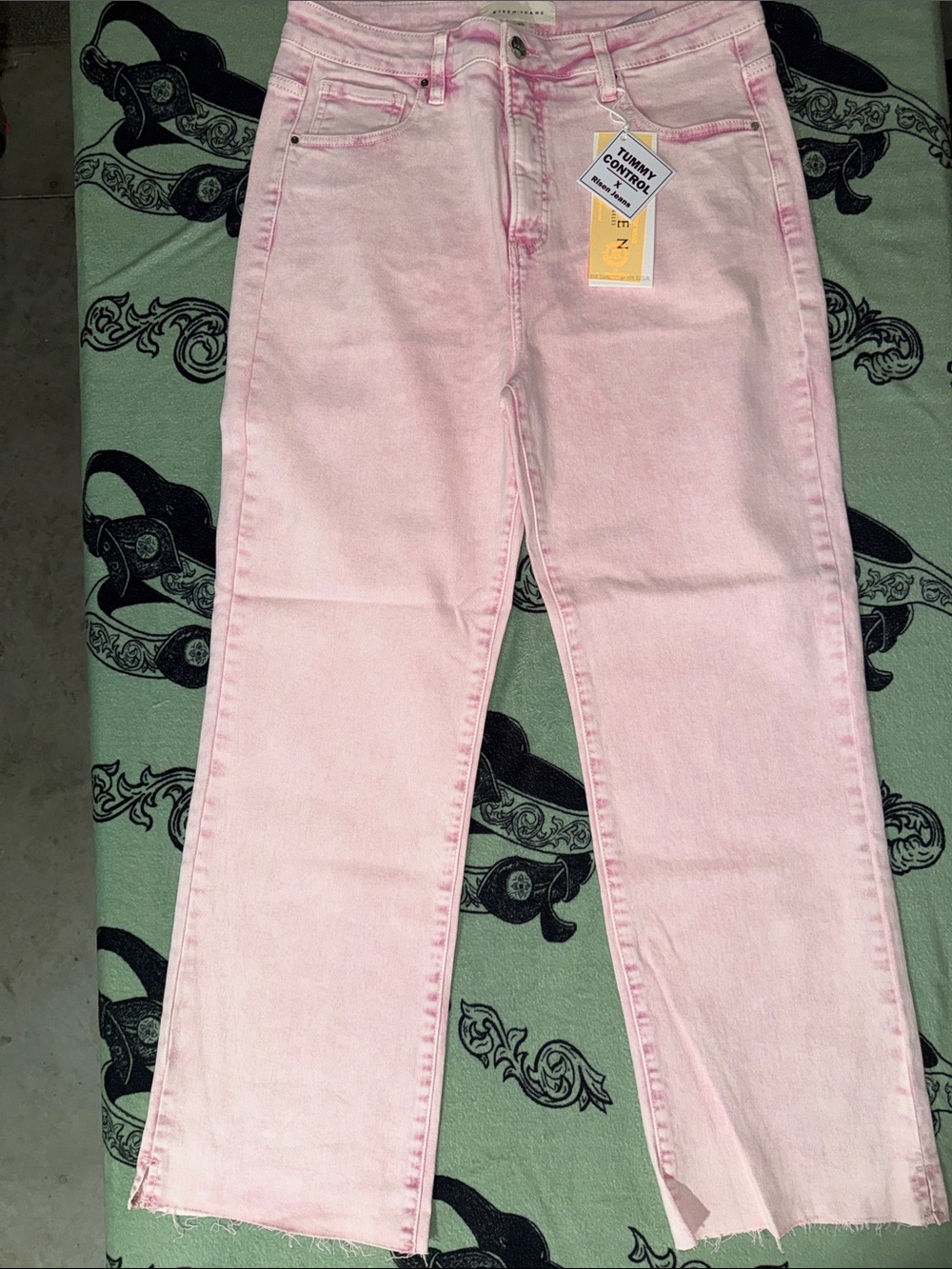 NWT Risen Women’s Acid Pink, Distressed, High-Rise Tummy Control Stretch Jeans
